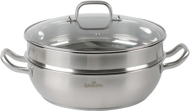 QUEEN SENSE 全不鏽鋼電磁爐適用雙層蒸鍋, 1個, 24cm
