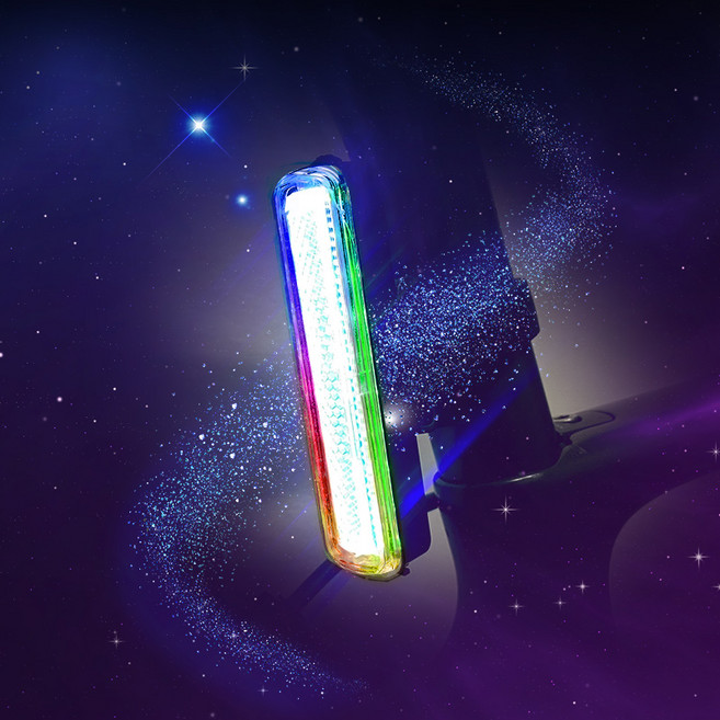 베스퍼 레인보우 갤럭시 후미등 자전거 전동킥보드 LED 충전식 클립형 라이트, 베스퍼 갤럭시 후미등, 1개