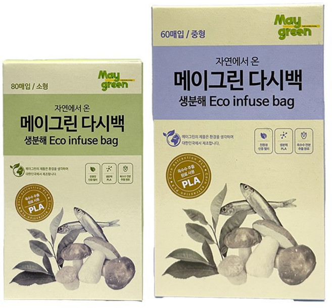 메이그린 생분해 다시백 소형 중형 대형 2세트 3세트 국물백 다시팩 육수, 1개