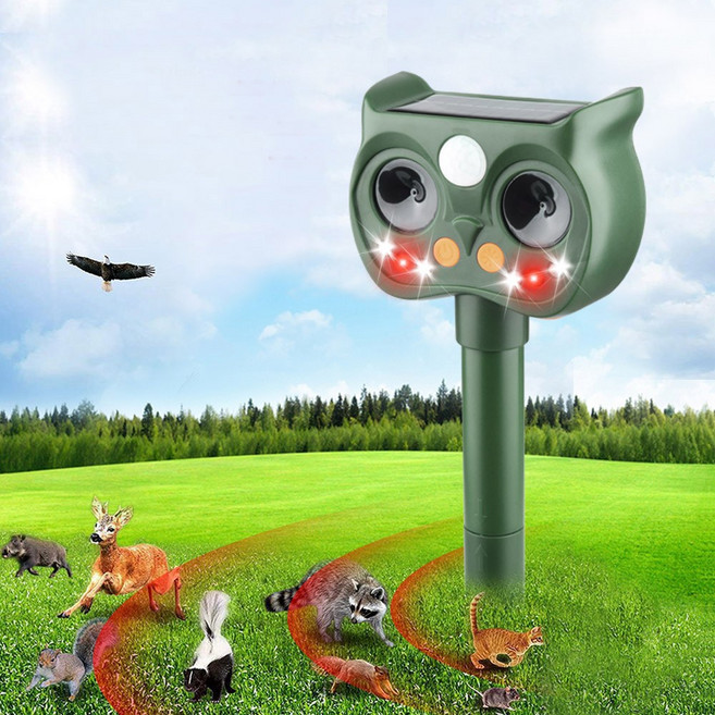 태양광 초음파 야생동물 퇴치기 쥐 멧돼지 고라니 퇴치 적외선 센서 LED 경광등 마당 텃밭 캠핑용, SYHT-888(녹색)