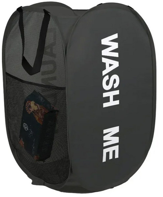 휴대용 메쉬 팝업 세탁 바구니 넓은 개방 통기성 접이식 공간 절약형 세탁 바구니 기숙사 여행 욕실 항목, 03 black Hamper