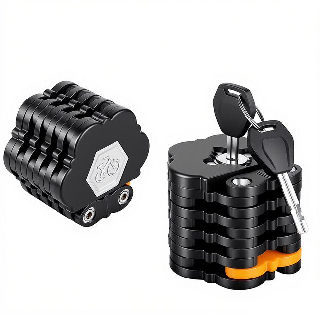 자전거 자물쇠 자전거 열쇠 관절형 관절락 도난방지 잠금장치, 1개, 블랙