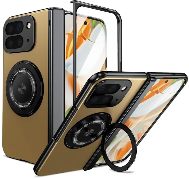 360도 회전 홀더 무광 단색 Google Pixel 10 Pro 폴드 보호 충격 방지 케이스, 01 Pixel 10 Pro Fold, 03 gold