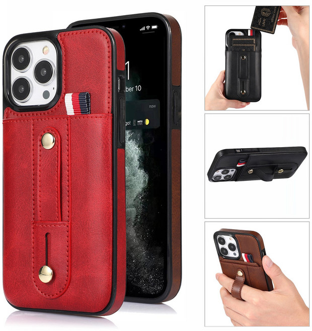 가죽 루프 스트랩 카드 수납 가죽 케이스 아이폰 15 플러스 프로 맥스 폰 용