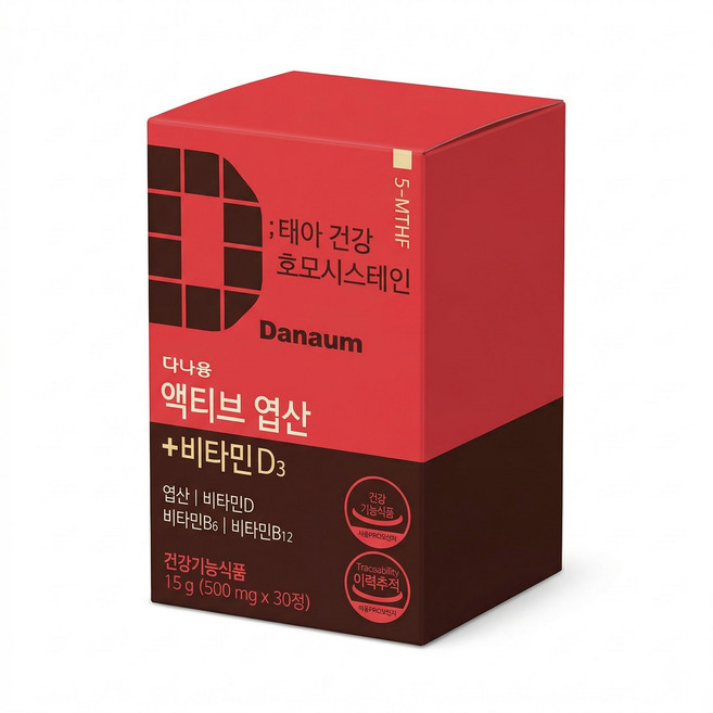 다나음 액티브 엽산+비타민D3 500mg x 30정 x 2개