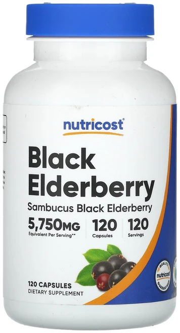 Nutricost Black Elderberry 5 750 mg 120 Capsules, 1개, 120정 - 쿠팡