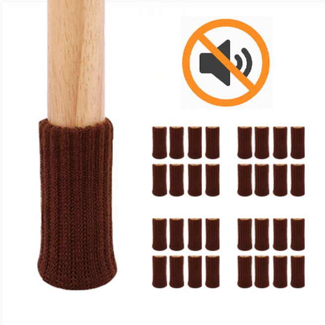 마리포레 흘러내리지않는 니트 의자 발커버 소음방지 스크래치방지, 브라운, 32개