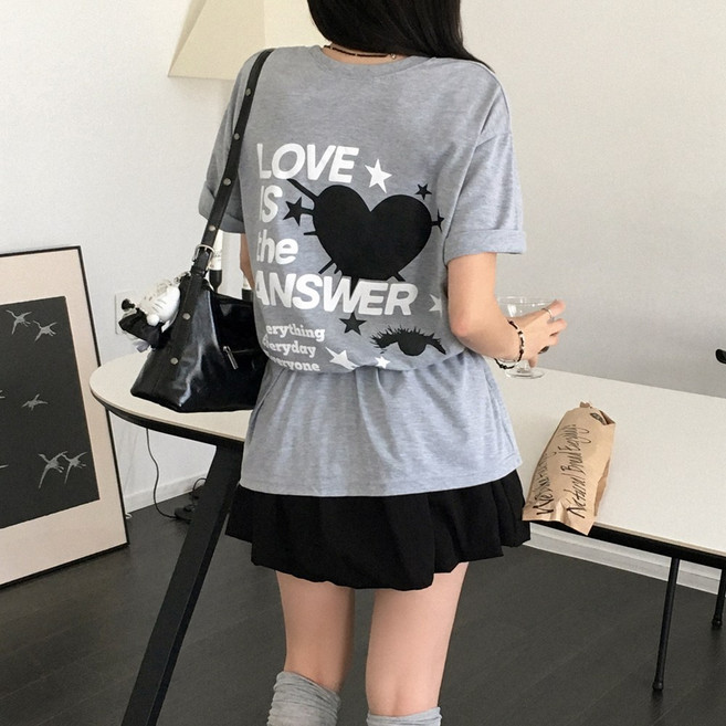 티데일리 남녀공용 엔써 프린팅 오버핏 20수 라운드 반팔 티셔츠