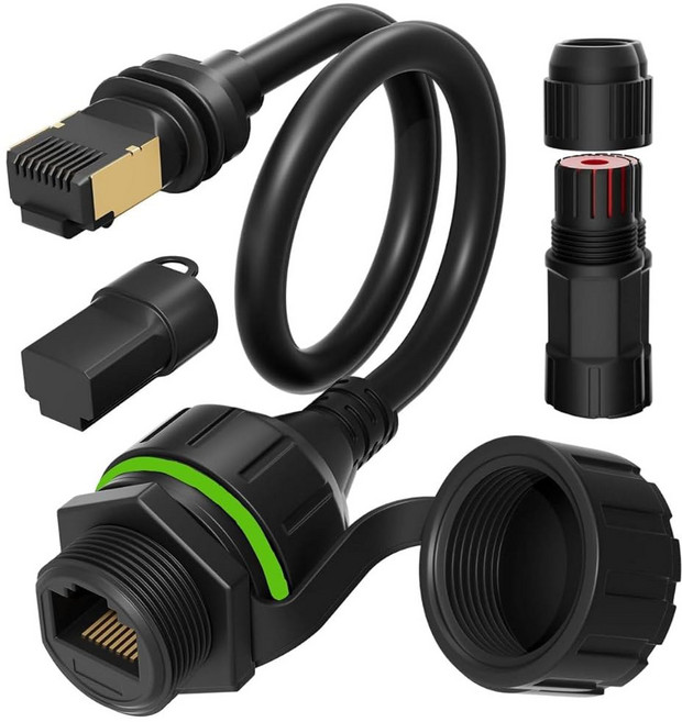 OrbitX STARLINK 이더넷 어댑터 3세대 및 Starlink Mini 스타링크 미니 케이블 RJ45 커플러 확장 고속 유선 연결 방수 작업 라우터 3.5피트 검은색, 1개