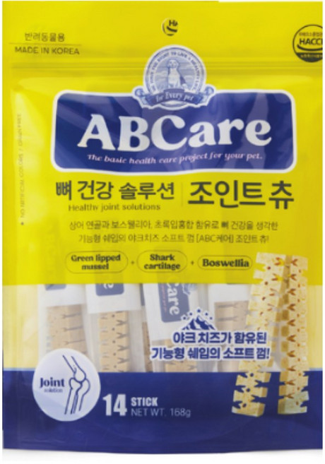 에이비씨케어 강아지 뼈건강 솔루션 조인트츄 14p, 야크치즈, 168g, 1개