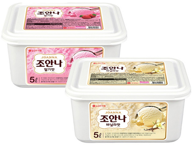 조안나 5리터 2가지맛 바닐라 1개 딸기 1개, 1세트, 5L