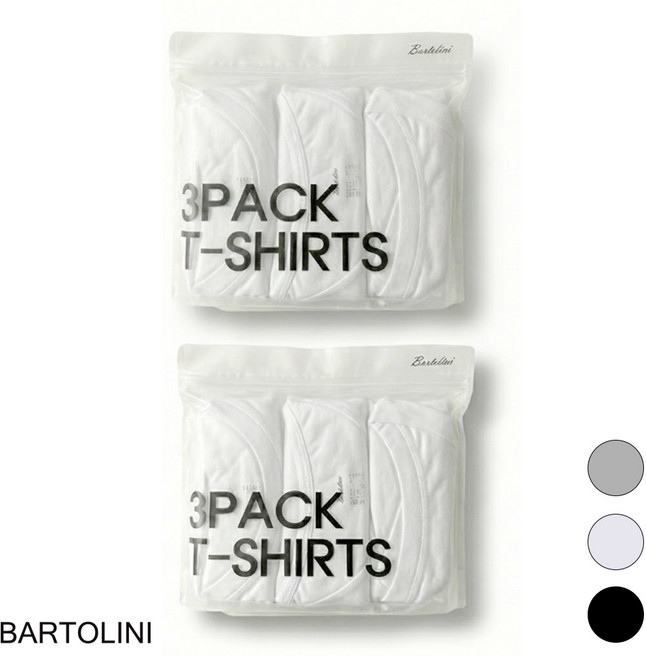 바톨리니 순면 라운드 반팔 티셔츠 3팩 30수 (3컬러)(95~125)