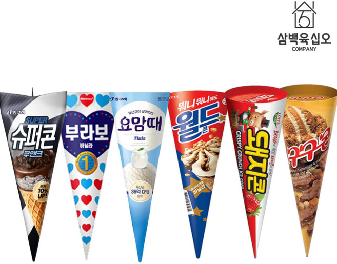 콘 아이스크림 6종 24개 베스트 세트 부라보콘 구구콘 돼지콘 월드콘 바닐라 요맘때콘 플레인 슈퍼콘쿠앤크, 150ml