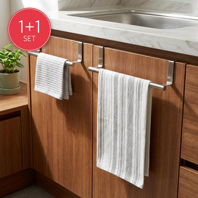 클린랙 행주 수건 걸이 싱크대 주방 스텐 무타공 문걸이, 1개