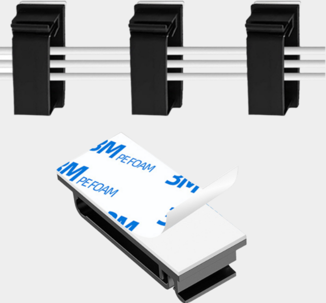 유우지 전선 케이블 코드선 정리 홀더 클립, 블랙(3M, ABS), 20개