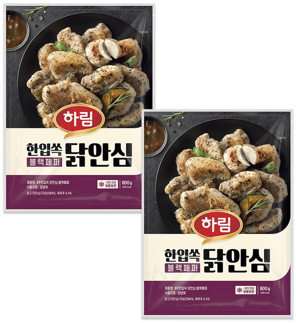 하림 IFF 한입쏙 닭안심 블랙페퍼 800g, 2개