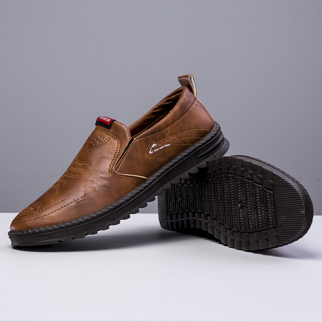 남성 구두 봄여름용 부드러운 가죽 밑창 원터치 슬립온 비즈니스 슈즈 메쉬 통기성