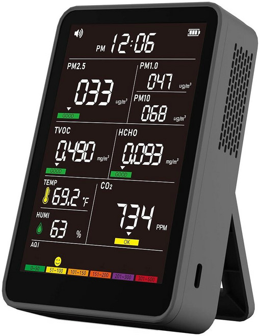 Professional Indoor Air Quality Monitor with AQI Alerts Portable Real Time Detector for Home Car P, Professional Indoor Air Qualit