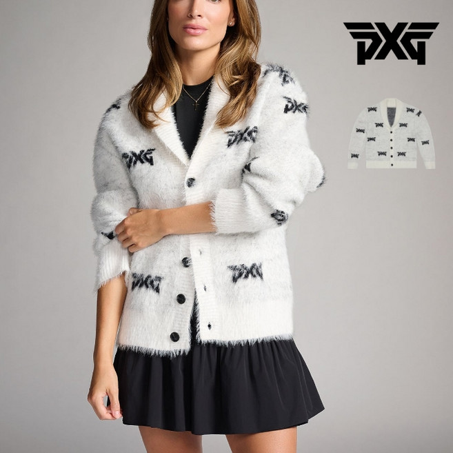 PXG 골프웨어 아울렛 여성골프웨어 브이넥 모헤어 가디건