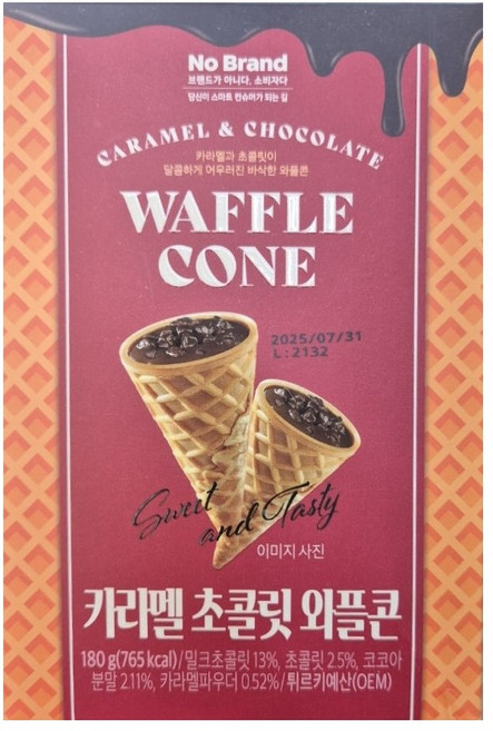 노브랜드 카라멜 초콜릿 와플콘, 1개, 180g