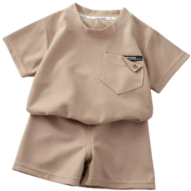 HONE BABY 兒童華夫格短袖套裝