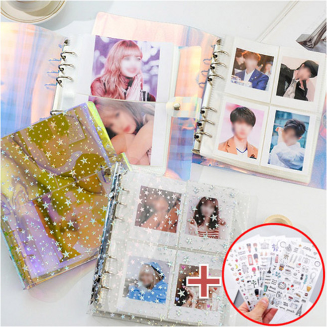 홀로그램 6공 포카 바인더 4포켓 투명 포토카드 증사 바인더 티켓북 속지 A5 A6, 펄 퍼플