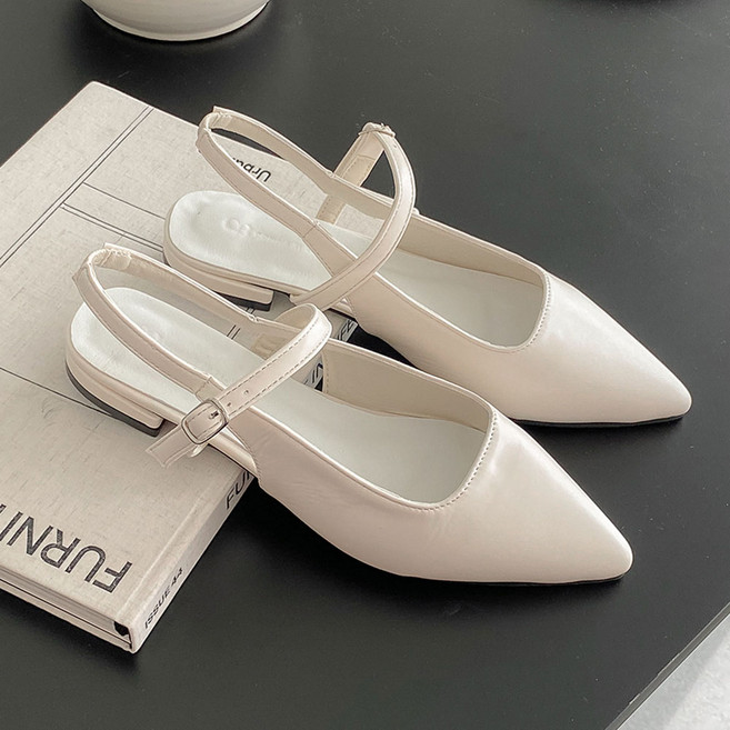 꼼지락 스틸레토 메리제인 슬링백 플랫슈즈