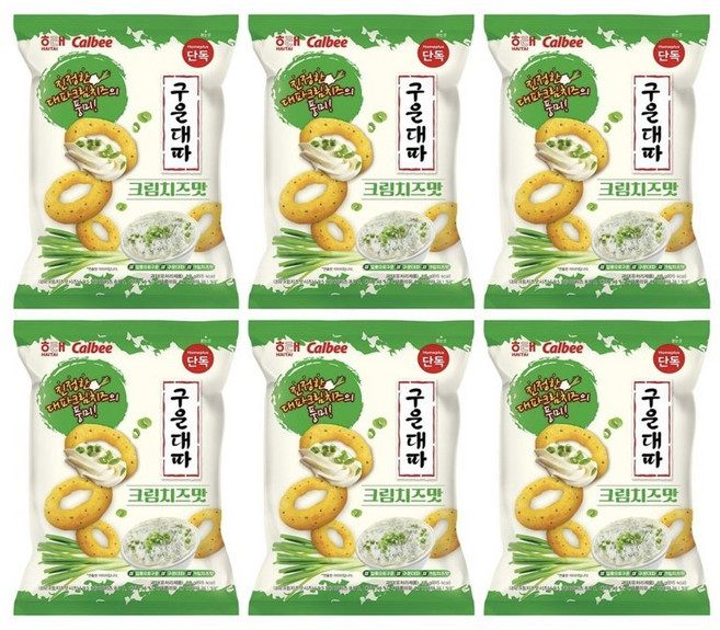 해태 구운대파 크림치즈맛 (사탕증정), 110g, 6개