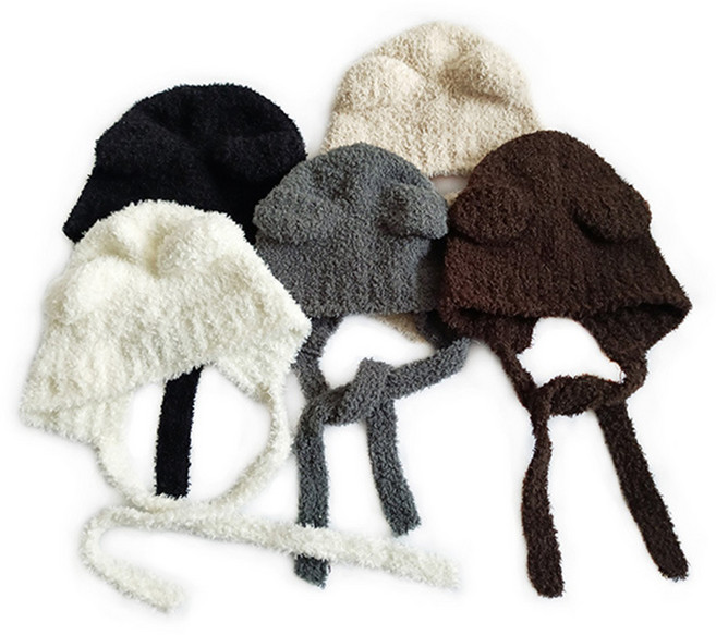 곰돌이 바라클라바 귀도리 겨울모자 군밤 털 방한 모자 트루퍼햇
