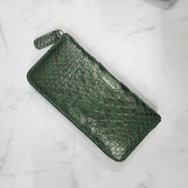 아르씨 수제 여성 뱀피 뱀가죽 파이톤 지갑 지퍼 여자장지갑