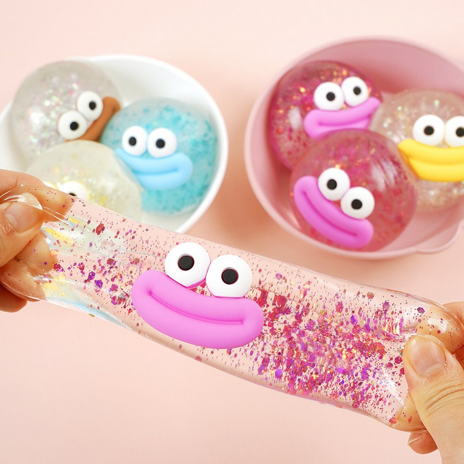 포포팬시 반짝반짝 쪽든한 글리터 물방울떡 말랑이 촉감놀이 미니말랑이 스트레스볼 주물럭 젤리볼, 4개, 100g, 혼합색상