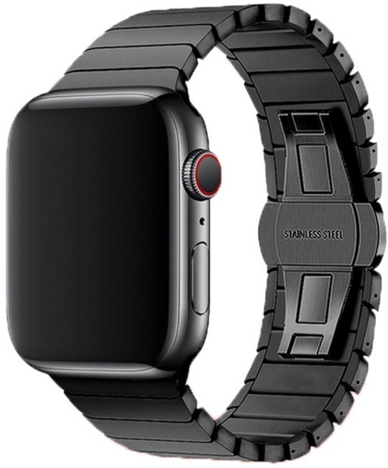 經典款不鏽鋼錶帶 適用 Apple Watch, 一株寬版單錶帶-黑色,49mm-Ultra1/2/3, 1個
