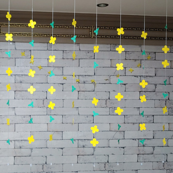 8줄 깜찍 개나리 모빌 어린이집 유치원 봄 여름 카페 사무실 천장 장식 꽃 환경판