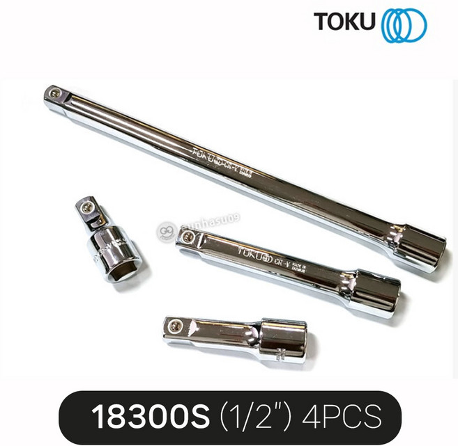 TOKU 도쿠 핸드소켓 연결대 세트 1/2 18300S (4개입) 핸드연결대 소켓복스대 익스텐션바, 1세트
