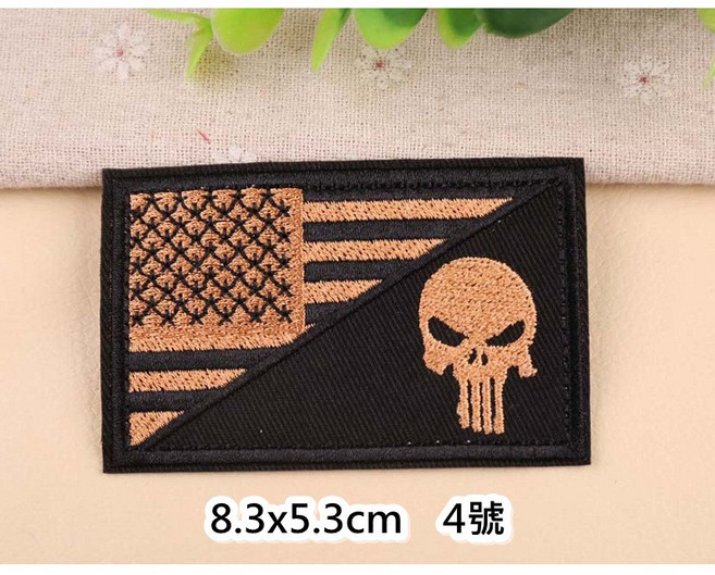 皮卡布 骷髏刺繡布貼 圓形臂章, 1個, 4號,貼紙款(513L)