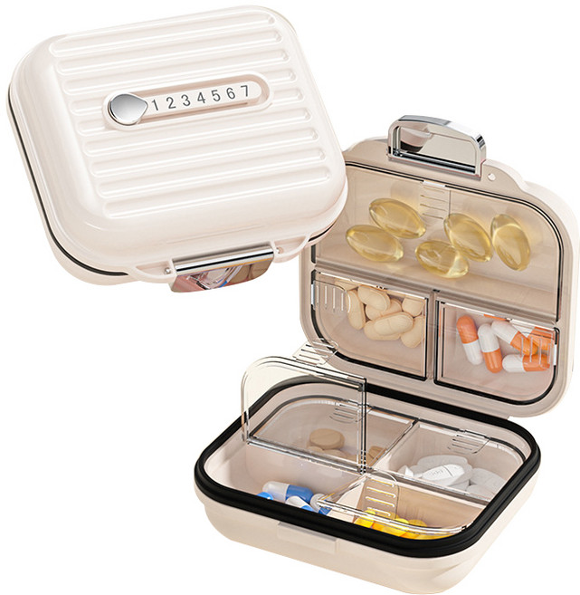 하스몰 일주일 요일별 파스텔 영양제 알약케이스 소+대형 세트, 크림화이트, 1세트