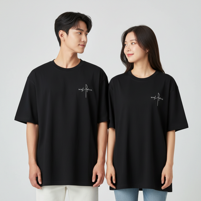 슈퍼 남자 오버핏 프린팅 반팔 티셔츠 빅사이즈