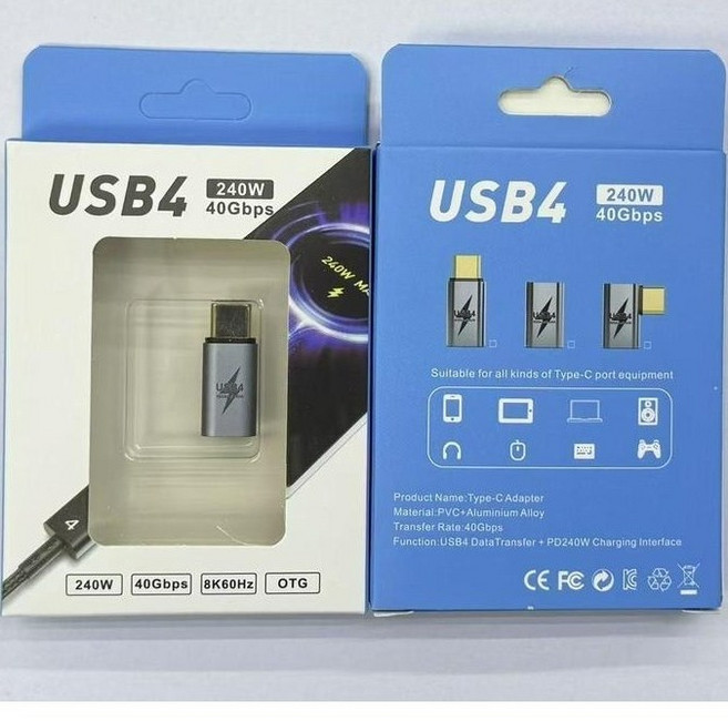 PD240W 手機平板筆記本電腦40Gbps, 1個, USB4 TC公對母 直頭（盒裝）, USB4 TC公對母 直頭（盒裝）