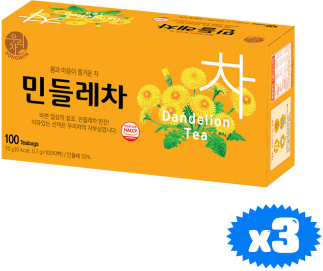 우리차 민들레차, 700mg, 100개입, 3개