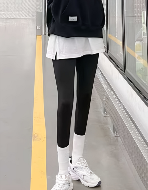 여성용 페이크 레이어드 슬릿 힙커버 패션레이어드