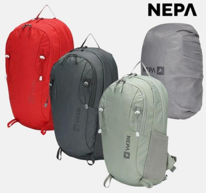 네파 (남여 공용) 3가지색상 가성비 최고.유니크한 디자인과 가벼우면서도 내구성이 뛰어난 립스탑 원단 적용한15L 배낭(레인커버포함)_25C7514_GS, RED