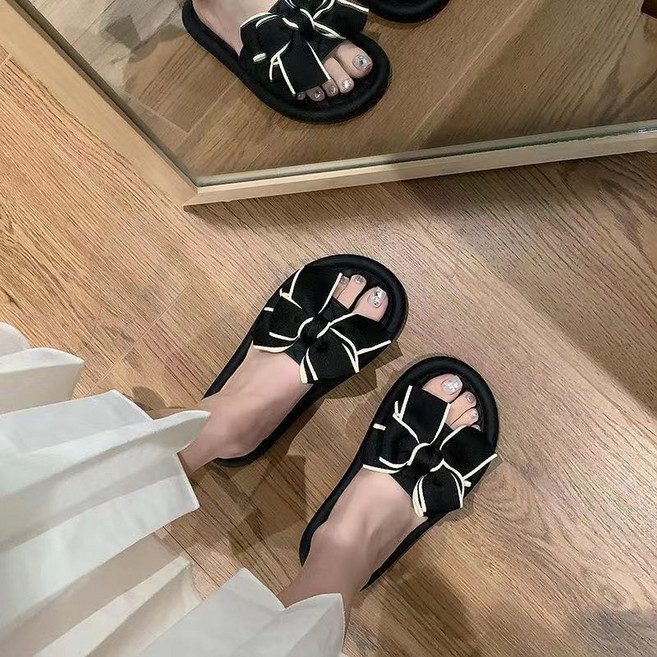 여자 여름 슬리퍼 여성 여름 리본 장식 패션 외출용 슬리퍼 LT