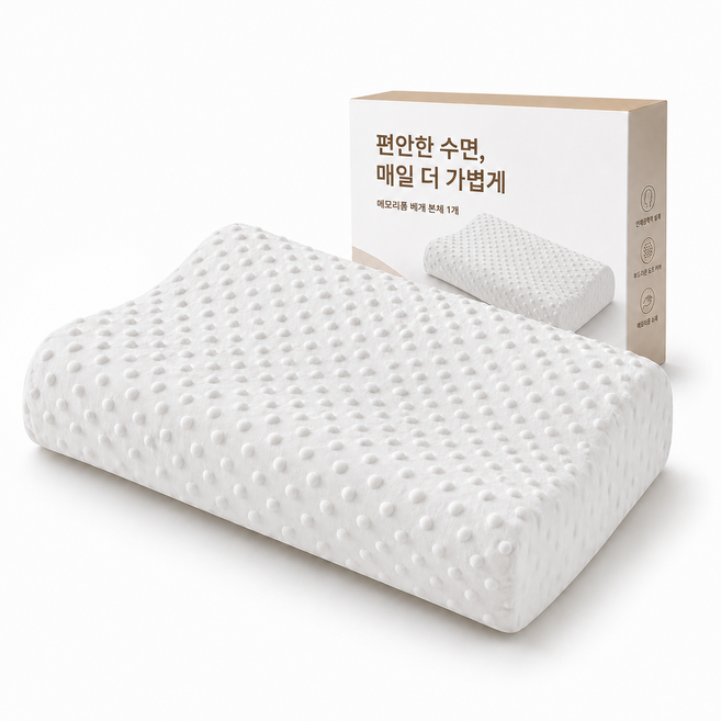 솜니올 워셔블 메모리폼 숙면 경추베개, 1개, 흰색