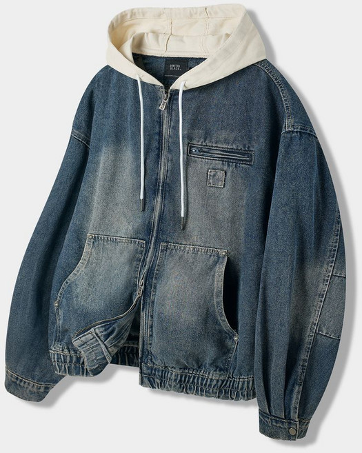 DIMITRI BLACK 2WAY OG 에센셜 디트로이트 후드 집업_데님 더스트 인디고 162690