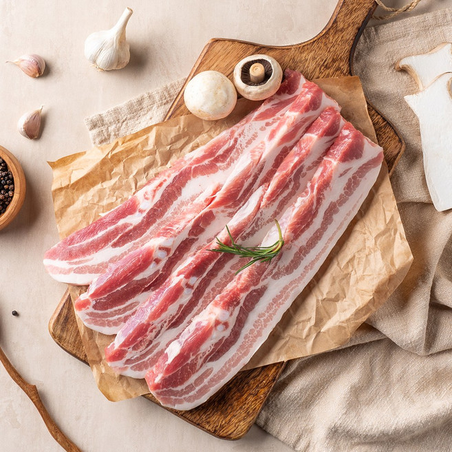 국내산 냉장 돼지 통 삼겹살 500g 통삼겹 흙향돈한우, 구이용 (6mm~8mm 두께), 1개