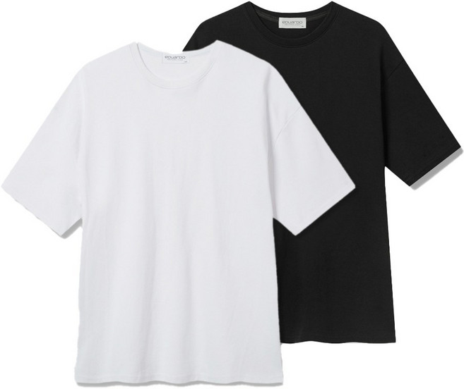 [Men][에두아르도][2팩 세트]릴렉스 세미오버핏 반팔 티셔츠 이지세트