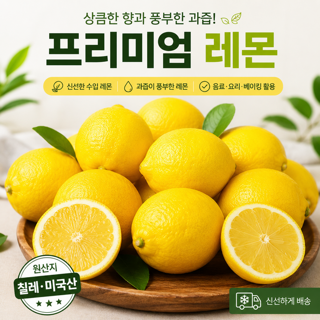 프리미엄 신선한 수입산 레몬, 20개, 90g