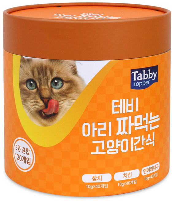 테비 아리 짜먹는 고양이 간식 10g X 120개 3종, 오렌지(참치+치킨+연어와대구), 1세트