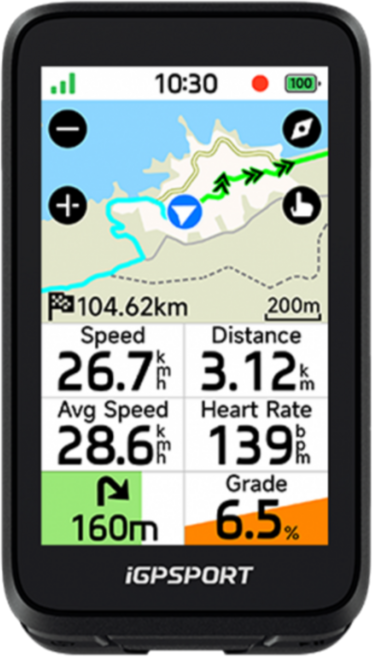 iGPSPORT 바이내비 에어 GPS 자전거 내비게이션, 블랙, 1개