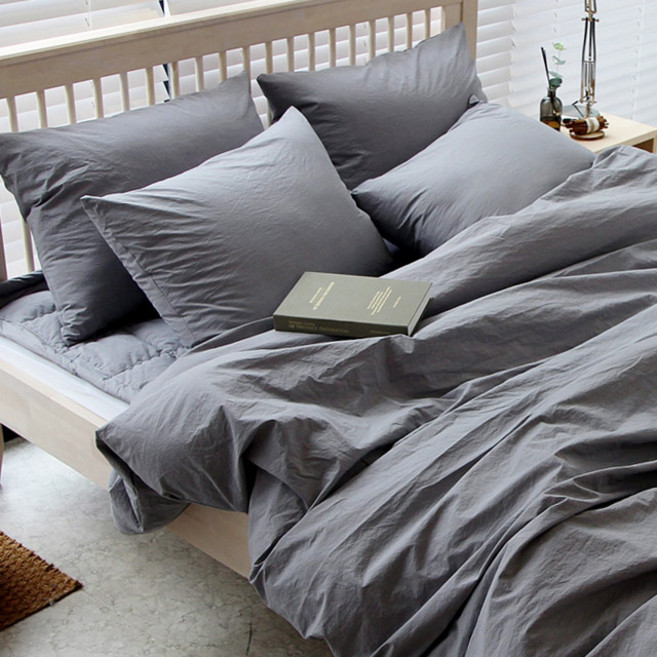 이브수 호텔 고밀도 워싱 순면 60수 이불커버 SS Q K, 차콜